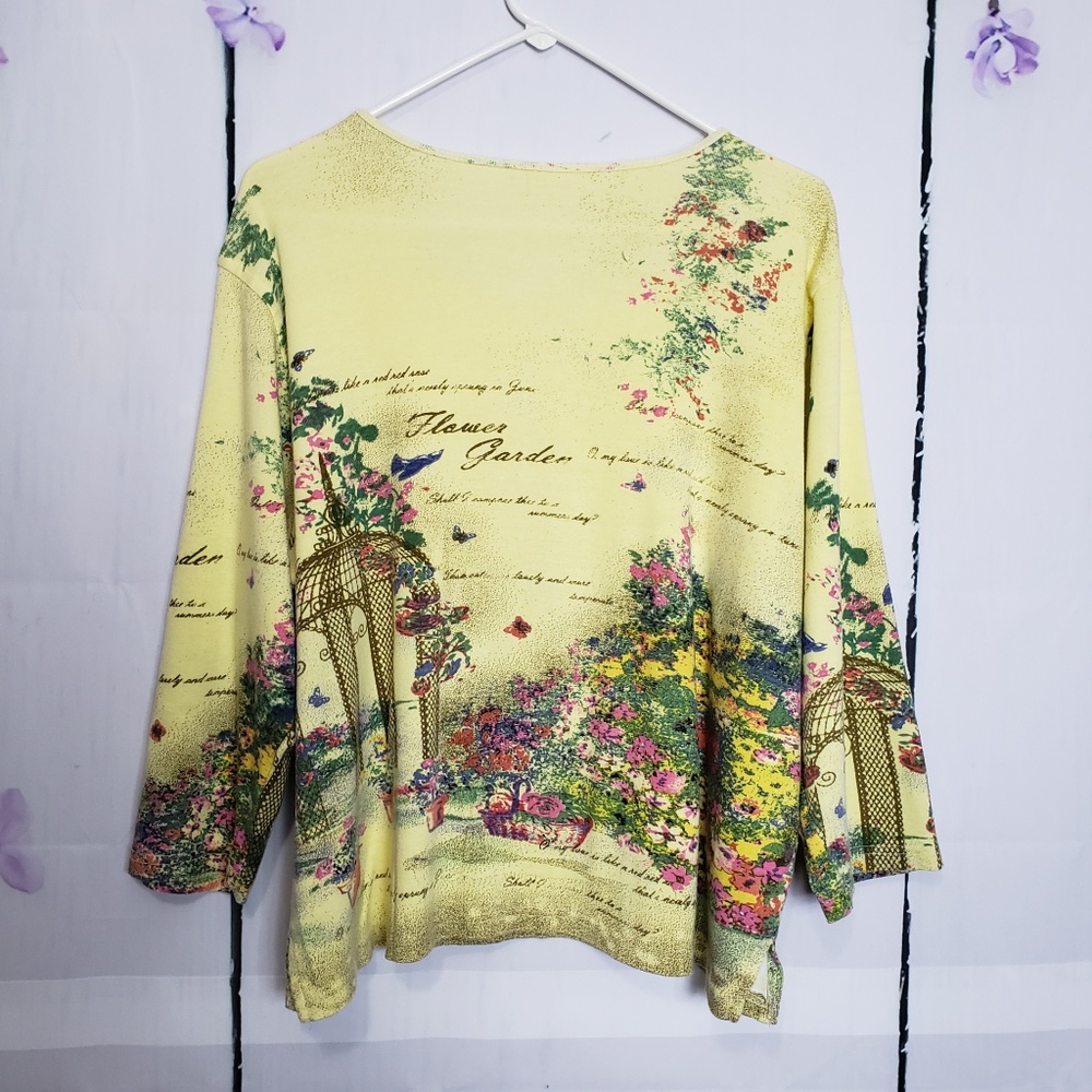 *SOLD*  CG CG Embellished Garden 3/4 Sleeve Top 2X - Picture 2 of 8